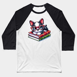 Boston Terrier Book Nerd Baseball T-Shirt